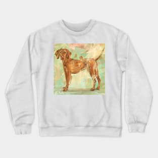 Grungy Painting of a Vizsla on Green Background Crewneck Sweatshirt